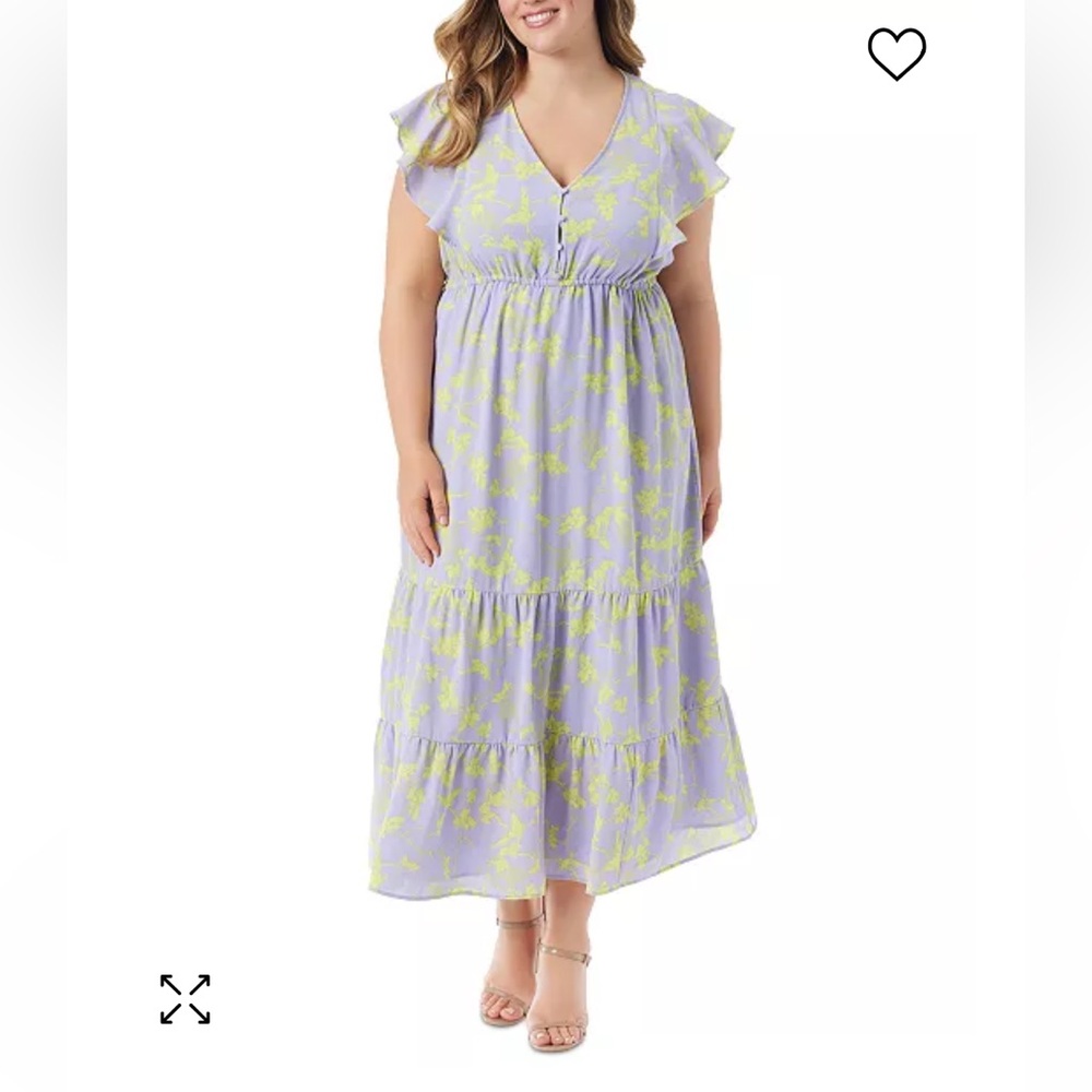 Jessica Simpson Plus Size Sweet Lavender Hidden Lotus Kariana Maxi Dress, NWT
